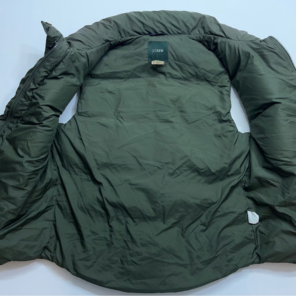 J. Crew Down Puffer Vest Womens Size XS Olive Green Full Zip Casual Preppy - Picture 7 of 13